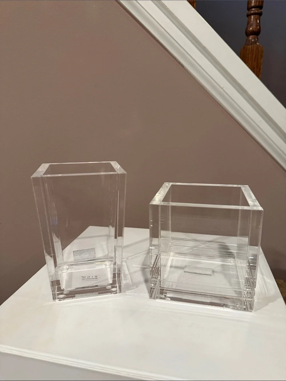 Clear Acrylic Square Makeup Brush & Organizer Holders, Set of 2